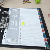 A4PP彩色分隔頁檔案分頁文件夾分頁紙30頁分類紙11孔歸類