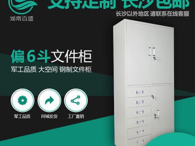 湖南百盛偏六斗文件柜鐵皮柜檔案柜長沙辦公家具帶六抽屜帶鎖特價