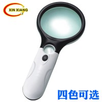 雙鏡片三個(gè)LED燈手持式帶燈閱讀鑒定珠寶高倍放大鏡電商爆款6902