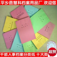 干部人事檔案盒十大類分類紙五色十種顏色隔頁紙 A4十大類彩頁紙