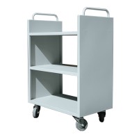廠家直銷 三層書車 圖書館檔案室鋼制書籍檔案運輸書車 靜音輪胎