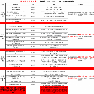 全國電腦免押金租賃，全新筆記本臺式機租金低至70/月